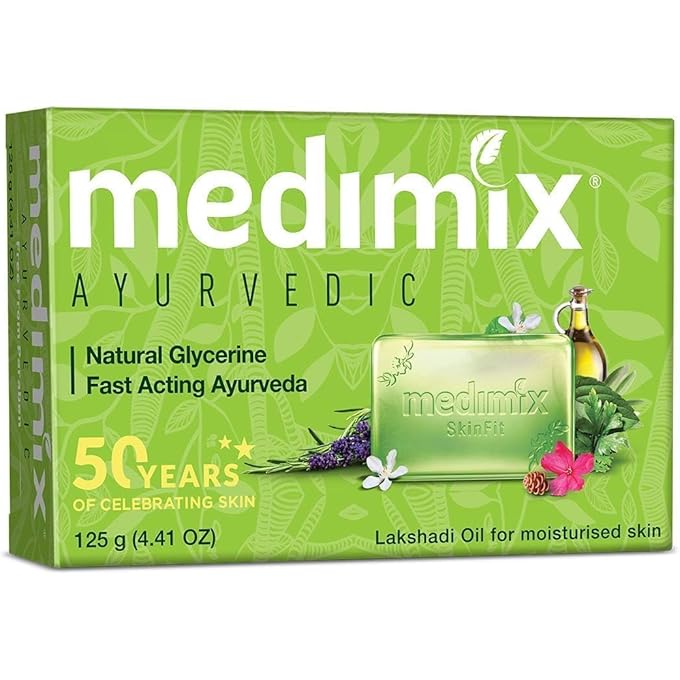 Medimix Herbal Handmade Ayurvedic Soap with Natural Glycerine With Lakshadi Oil for Dry Skin Pack of 5 (5 x 125 g)